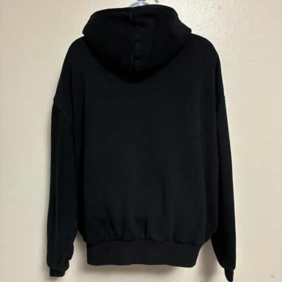 Essentials Fear Of God Hoodie Jet Black Rubber Patch Womens Size XS - Picture 6 of 7